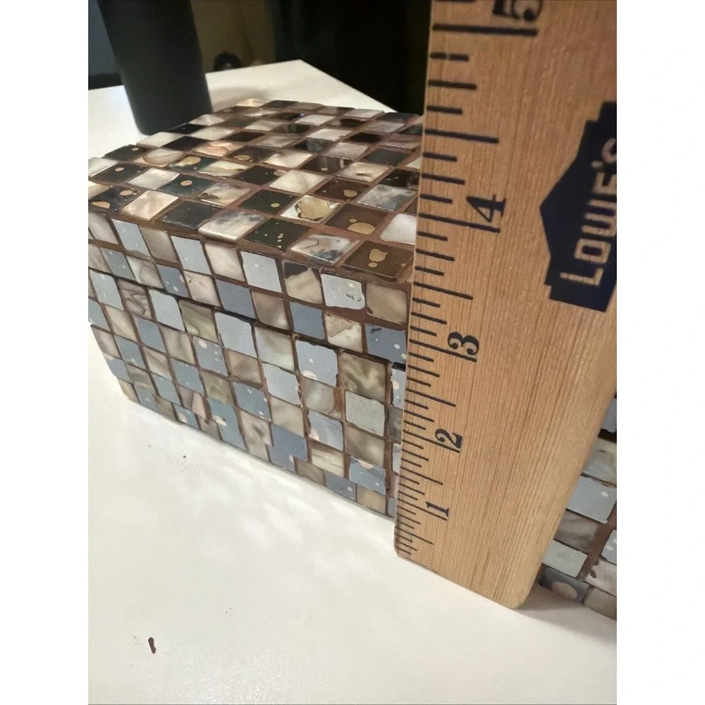 Beautiful Handmade & Applied Multicolor Mosaic Glass Tiles Wood Box lined